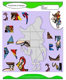 Puzzle Kes Yapıştır Çalışma Sayfaları